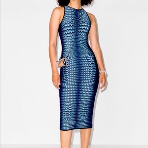 MARINE SERRE Moon Fish Skin jacquard blue dress